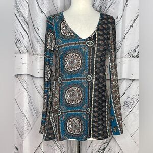 Vintage Havana Open Back Lightweight Knit Top High/Low S